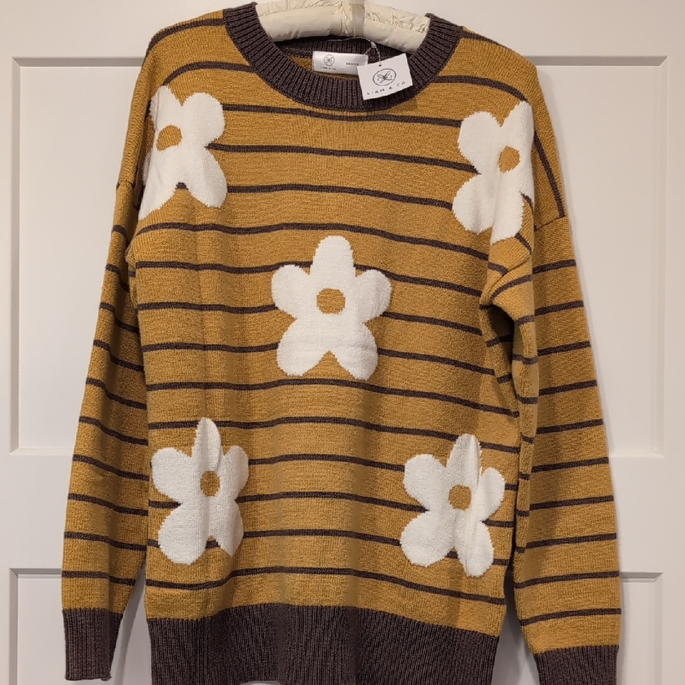 Liam & Co Gold Floral Sweater M